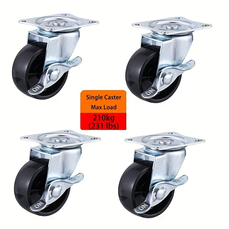 Heavy Equipment Tires - 4개 2인치 헤비듀티 회전식 캐스터(브레이크 포함),