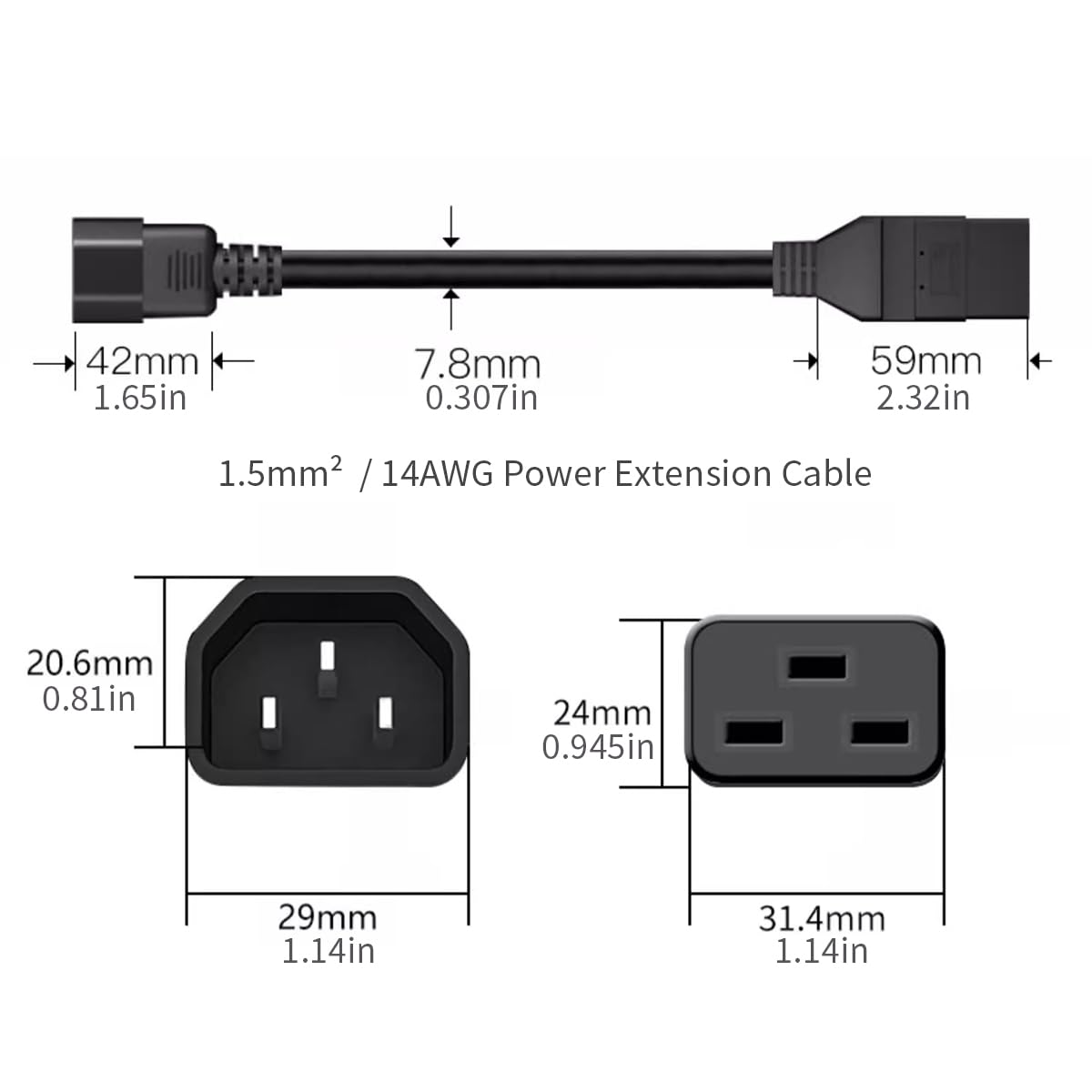 TOWE IEC C14-C19 전원 연장 케이블 16A - Heavy Equipment Center 리뷰 및 가격