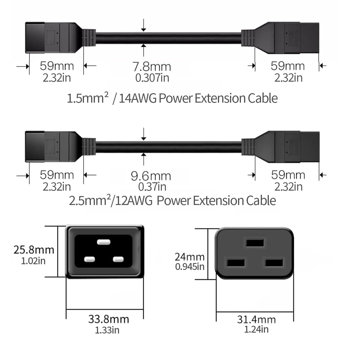 TOWE IEC C20-C19 전원 연장 코드 16A  - Heavy Equipment Center 리뷰 및 가격