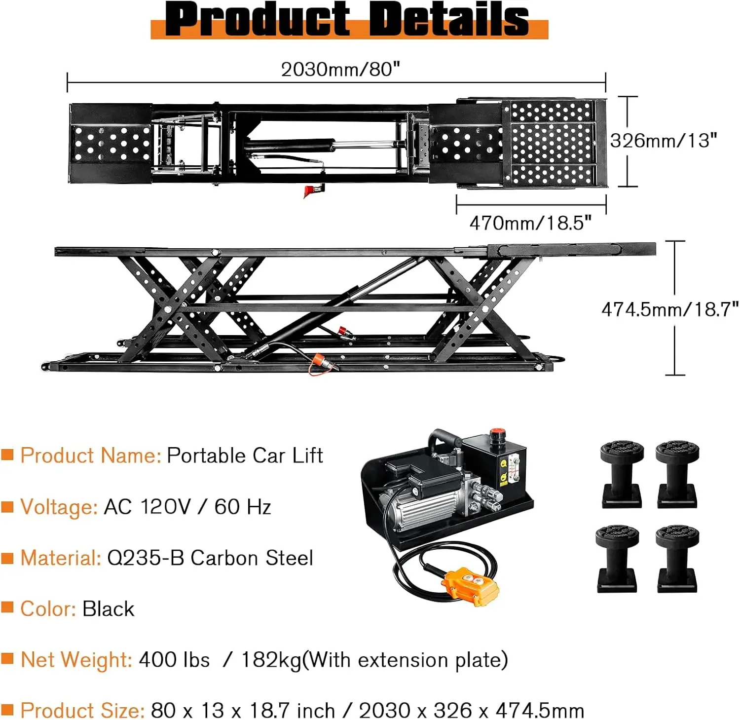 알보트 7000 LBS 휴대용 자동차 리프트, 28인치 - Heavy Equipment Jack 리뷰 및 가격